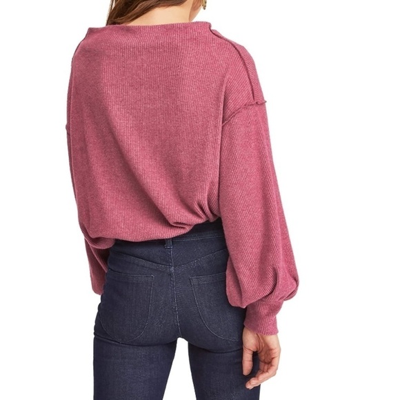 - NWT Free People Heathers Pink Main Squeeze Hacci Top Oversized Soft - Picture 3 of 13